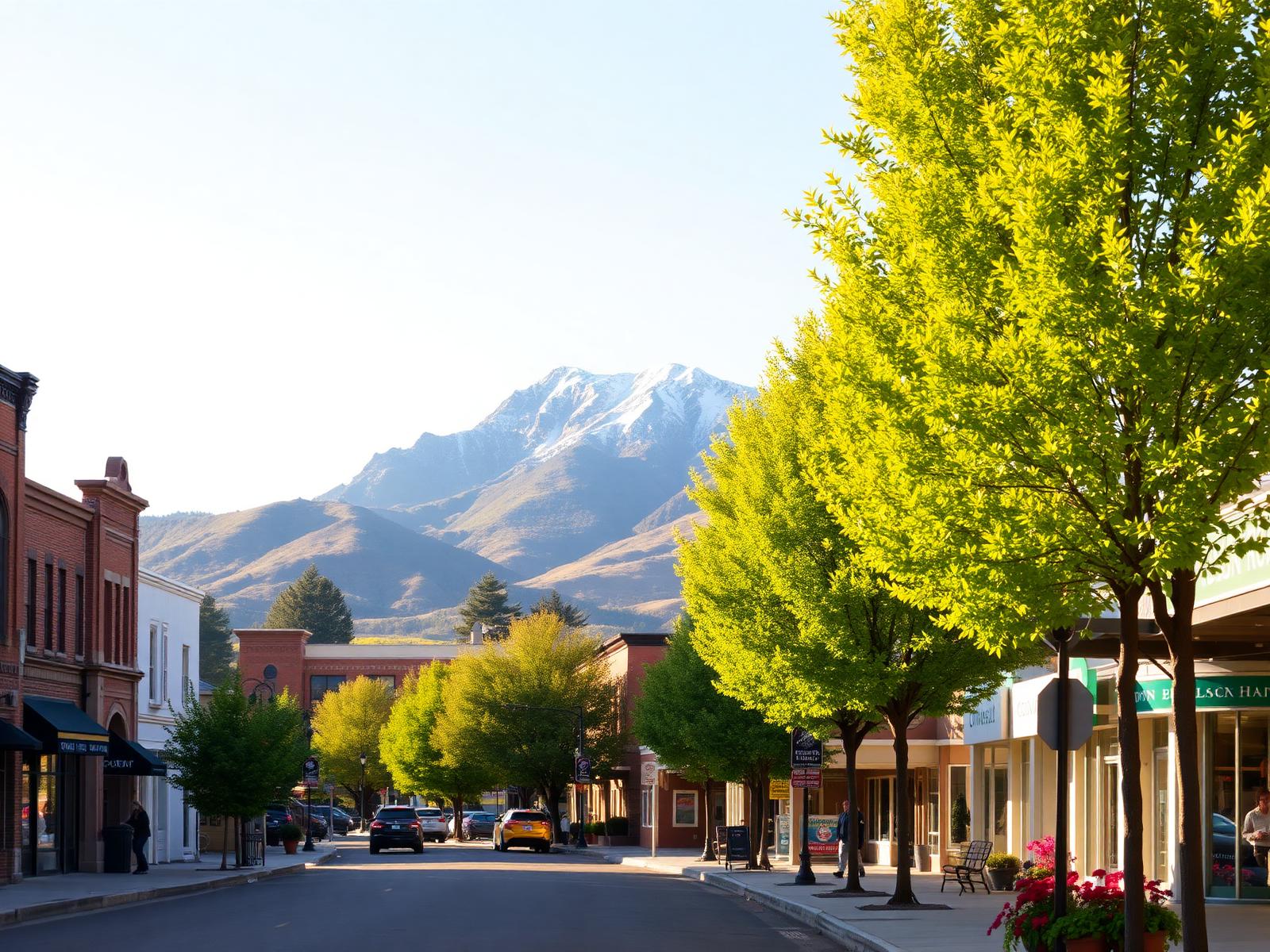 Downtown Bountiful Utah with the Wasatch mountains in the background